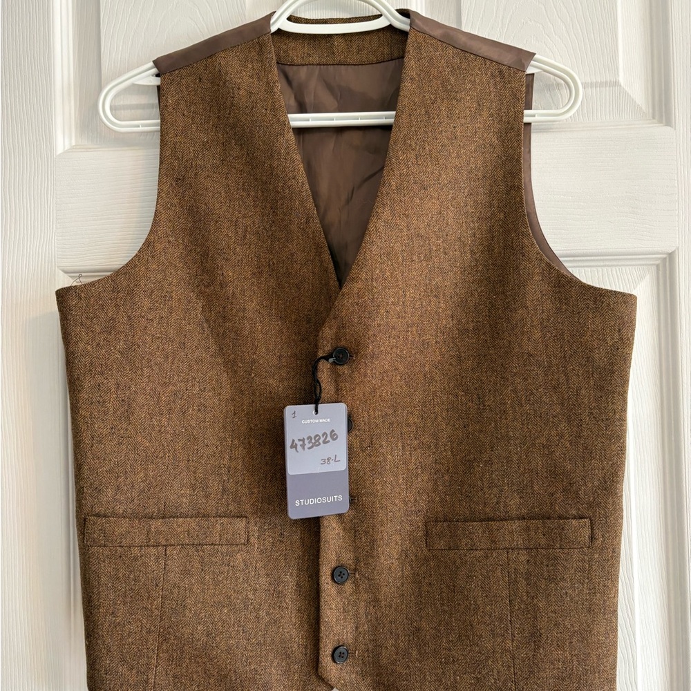 NWT Rust Herringbone Tweed Waist Coat